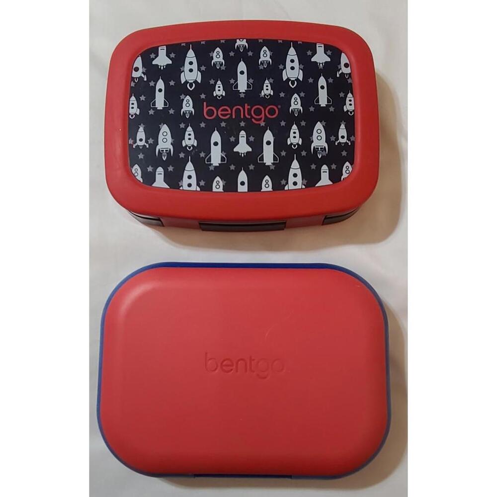 2pc Bentgo Kids Lunch Boxes Rocket Print & Solid Color Durable and Leak-Proof